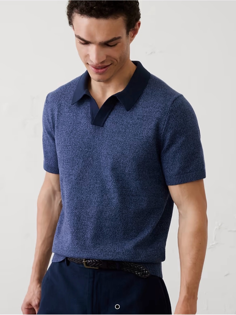 NEW Banana Republic Men's Johnny Collar Marled Sweater Polo